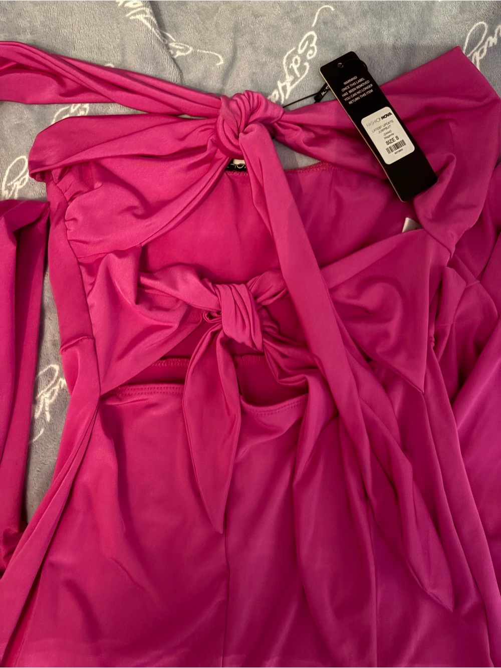 FASHION NOVA Fuchsia Knot-Front Pants Suit